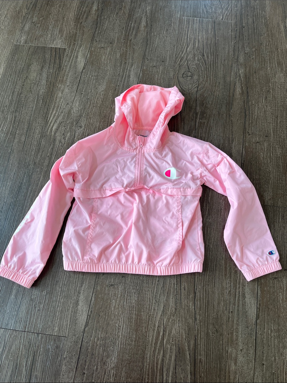 Champion Light Pink Hooded Pullover Windbreaker Size 6